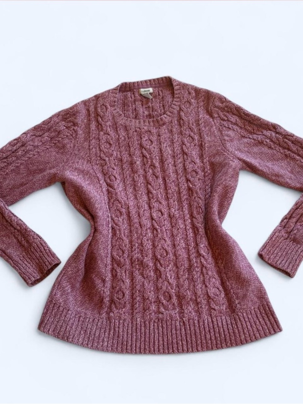 L.L. Bean Cable Knit Crewneck Sweater - Rose Mauve